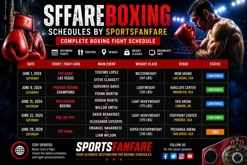 sffareboxing schedules by sportsfanfare